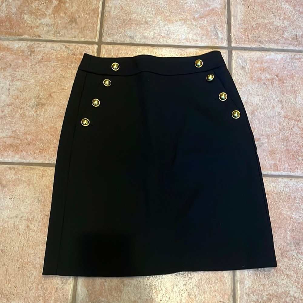 NWT - LOFT Black Skirt with Gold Buttons